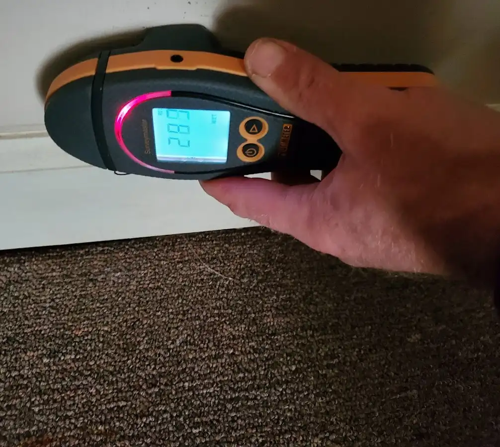 Moisture detection at baseboard during Burst Pipe Cleanup in Irvington